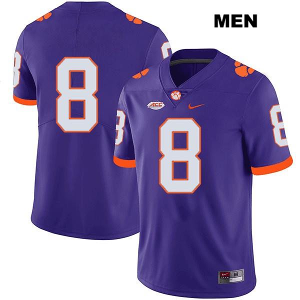 Men's Clemson Tigers #8 A.J. Terrell Stitched Purple Legend Authentic Nike No Name NCAA College Football Jersey POM3646RM